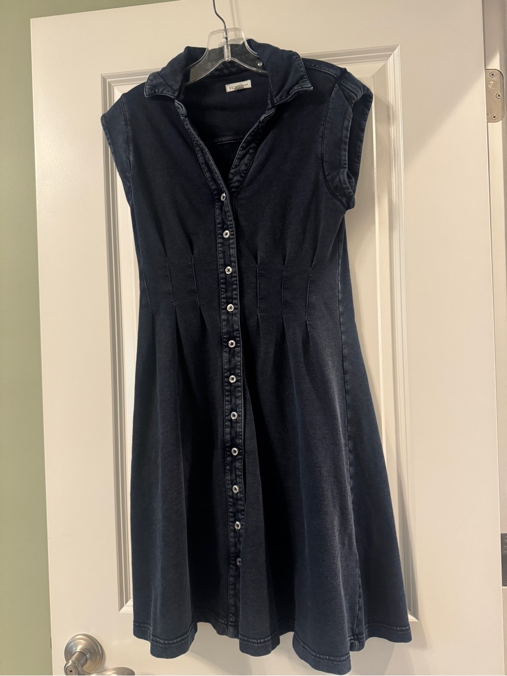 NIC+ZOE Dark Blue Button-Front Denim Mini Dress